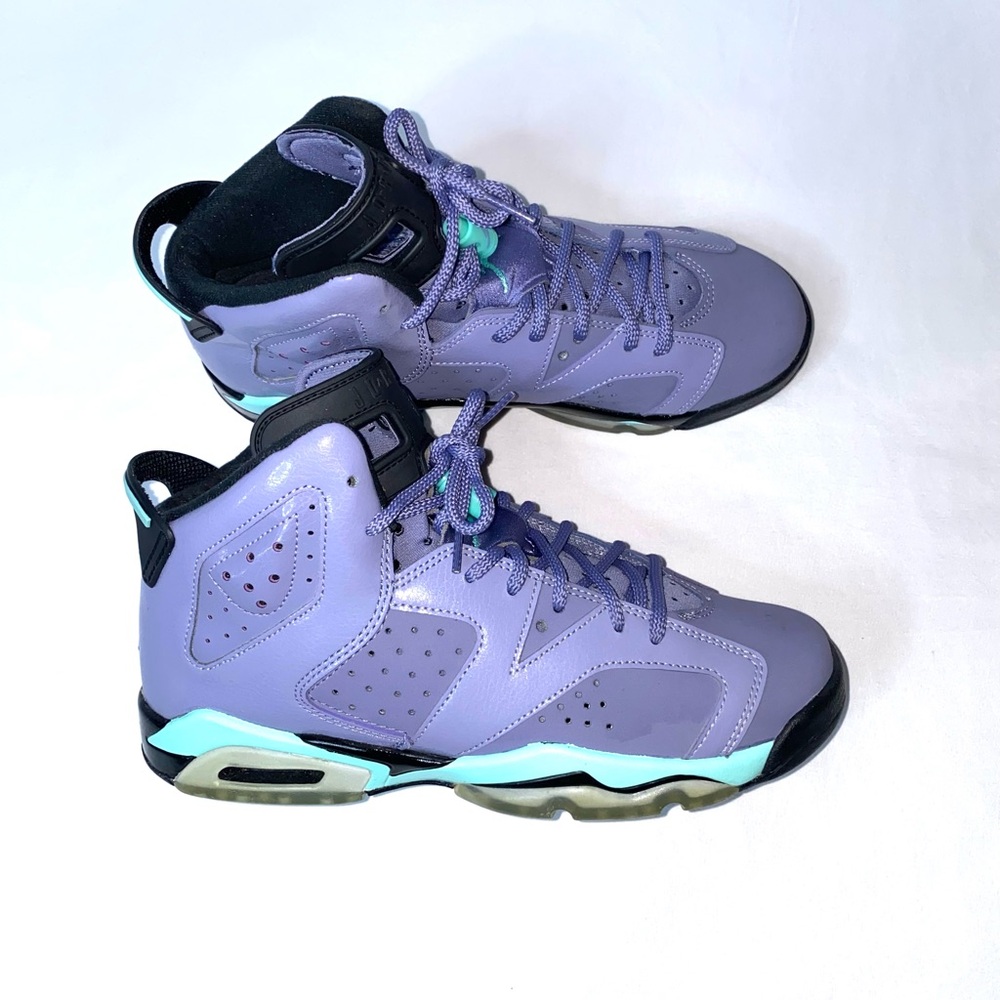 Jordan Retro 6 Sneakers Iron Purple Turquoise Size 7 Youth. Big Kids Jordans 😎